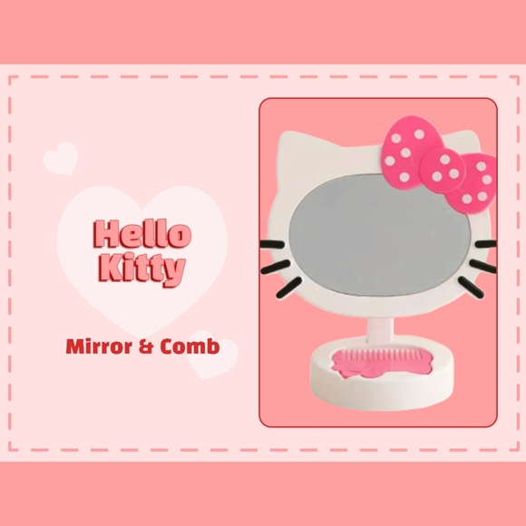 Limited Edition HELLO KITTY Deluxe 360°Swivel Rotating Vanity Mirror With Comb - Picture 13 of 13